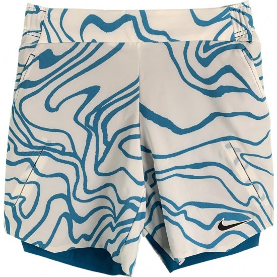 SHORTS NIKE COURT DRI-FIT SLAM MELBOURNE - BRANCO/AZUL